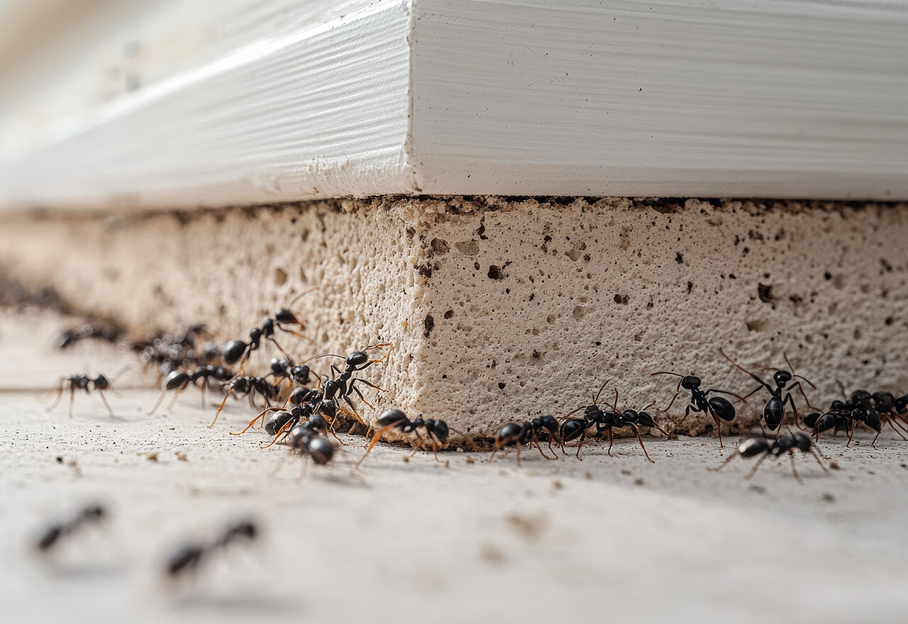 Pest Ants Invading Outside Home Web